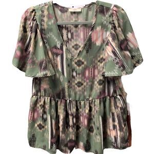 entro Peplum Raffled Sleeves Blouse